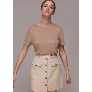 Whistles Linen Pocket Skirt in Beige